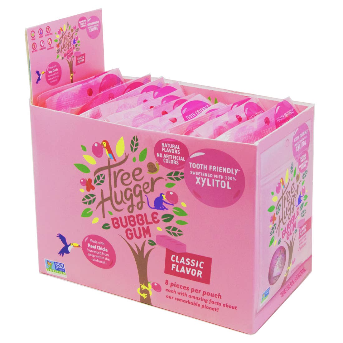 Tree Hugger Gum and Bubble Gum Filled Candy - Tree Hugger Classic Bubble Gum Sweetened with 100% Xylitol