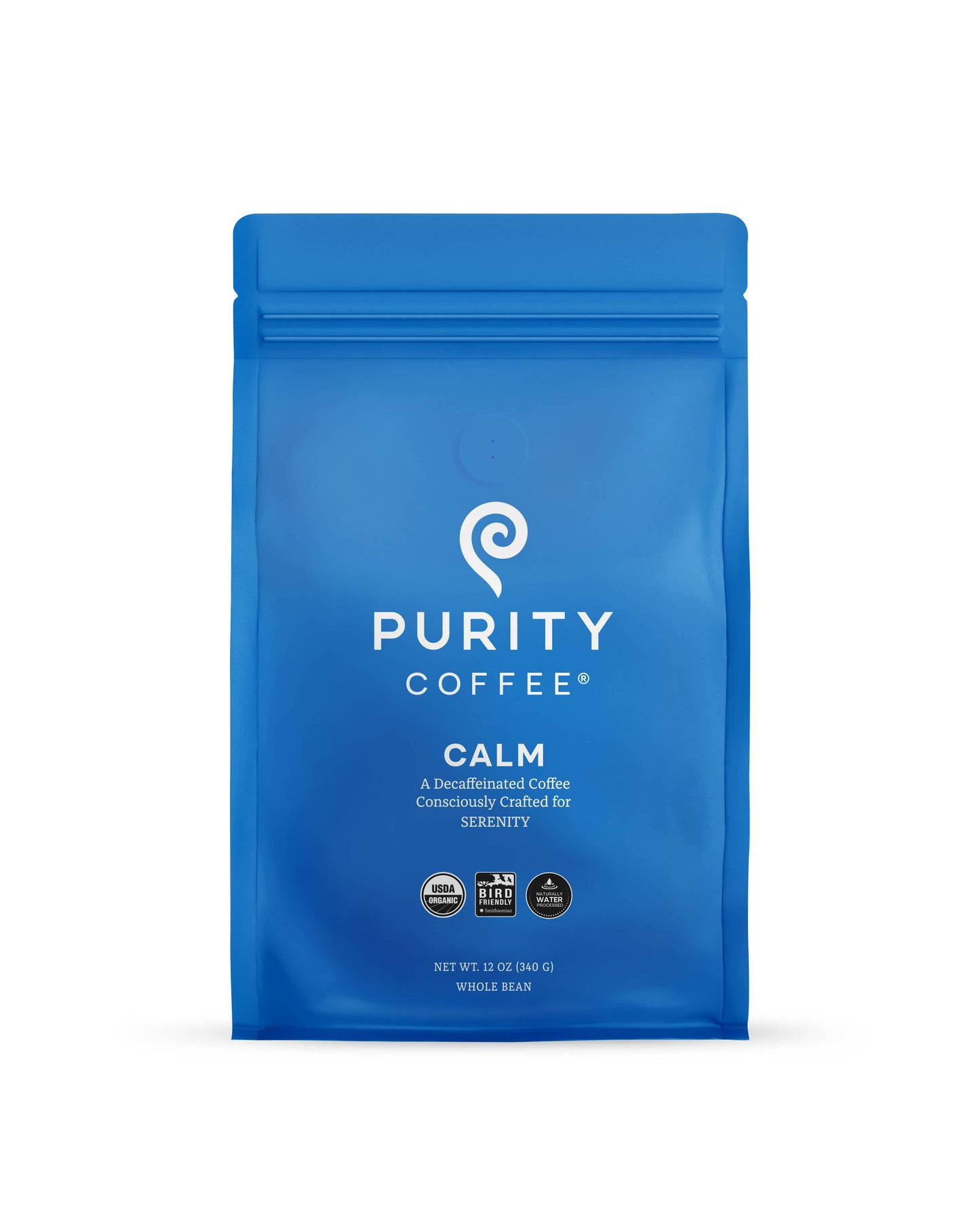 Purity Coffee - CALM: Decaf Whole Bean Coffee - 12oz Bag