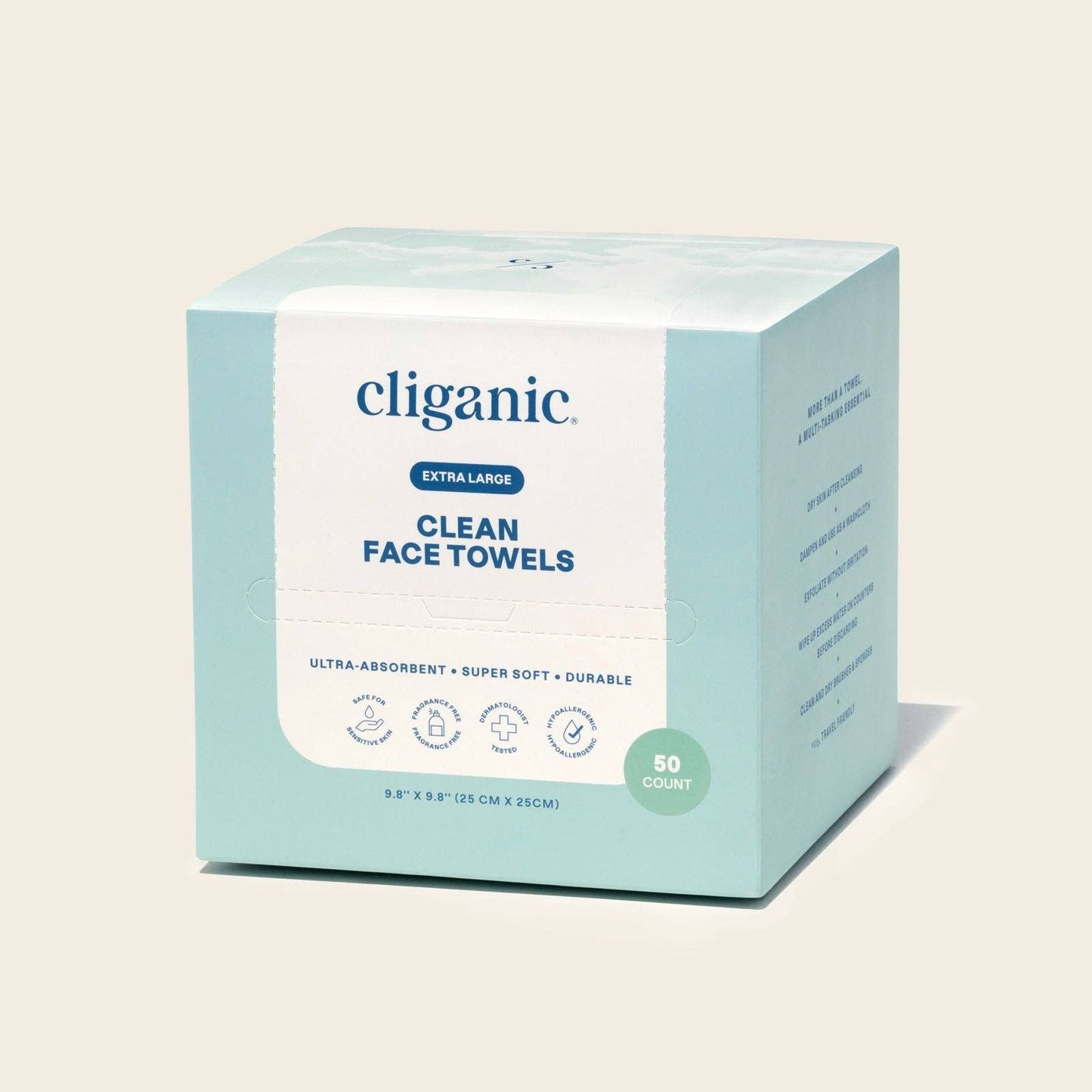 Cliganic - Clean Face Towels XL, Disposable, Ultra-Absorbent
