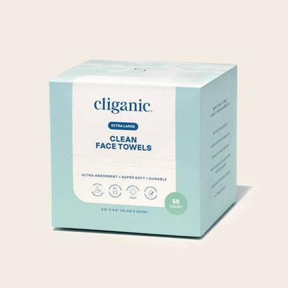 Cliganic - Clean Face Towels XL, Disposable, Ultra-Absorbent