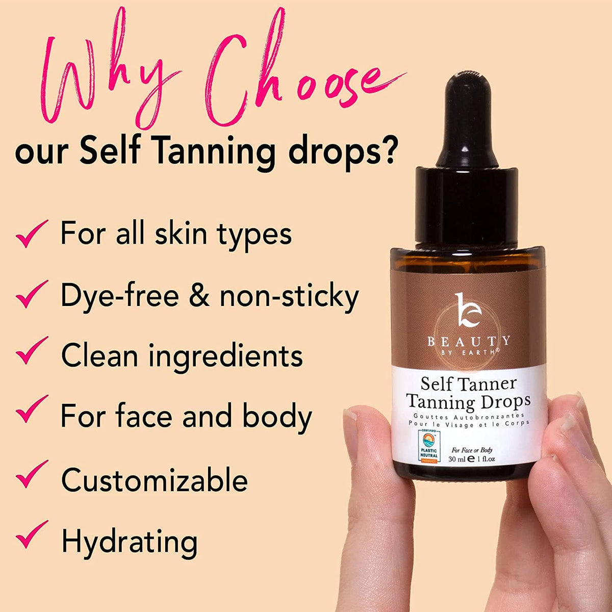 Beauty By Earth - Self Tanner Drops 1oz (3 Shades)