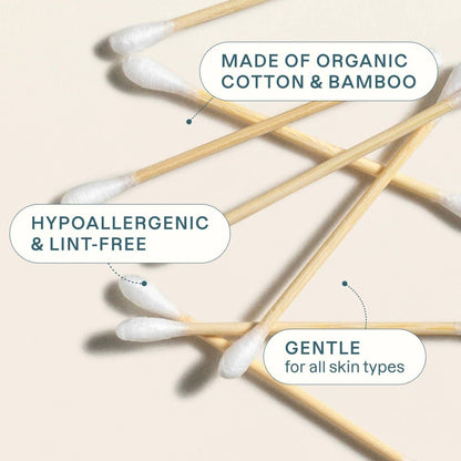 Cliganic - Organic Cotton Swabs - Bamboo Sticks 200 Count
