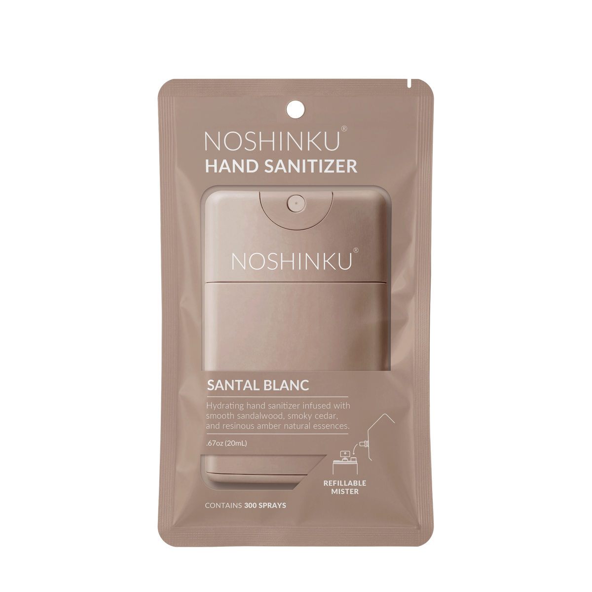 Noshinku - Refillable Santal Blanc Hydrating Pocket Hand Sanitizer