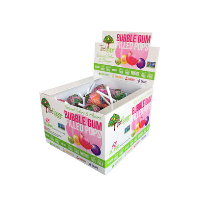 Tree Hugger Gum and Bubble Gum Filled Candy - TREE HUGGER BUBBLE GUM FILLED POPS 48 CT COUNTER DISPLAY