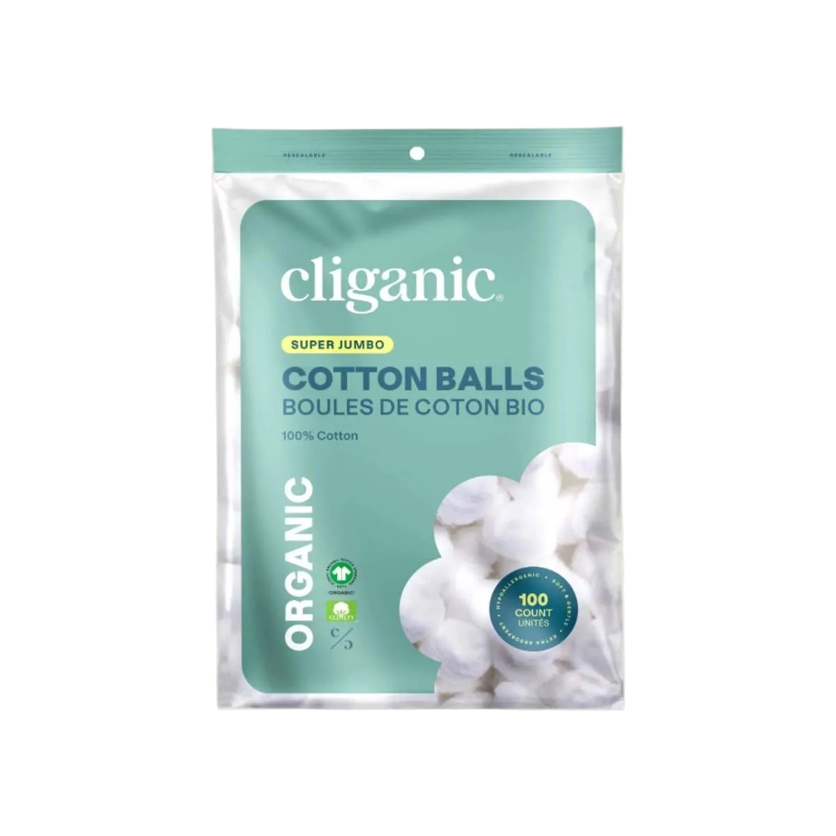 Organic Super Jumbo Cotton Balls by Cliganic