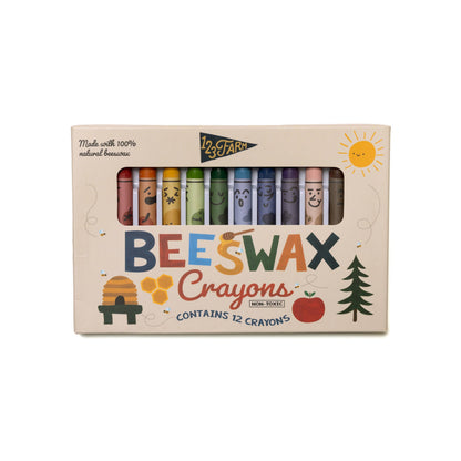 123 Farm - 12 Beeswax Crayons – Non-Toxic, Kid-Friendly Design
