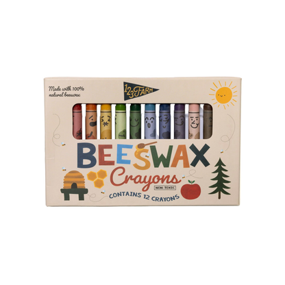 12 Beeswax Crayons – Non-Toxic, Kid-Friendly Design by 123 Farm