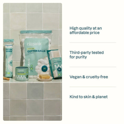 Cliganic - Organic Cotton Swabs - Bamboo Sticks 200 Count