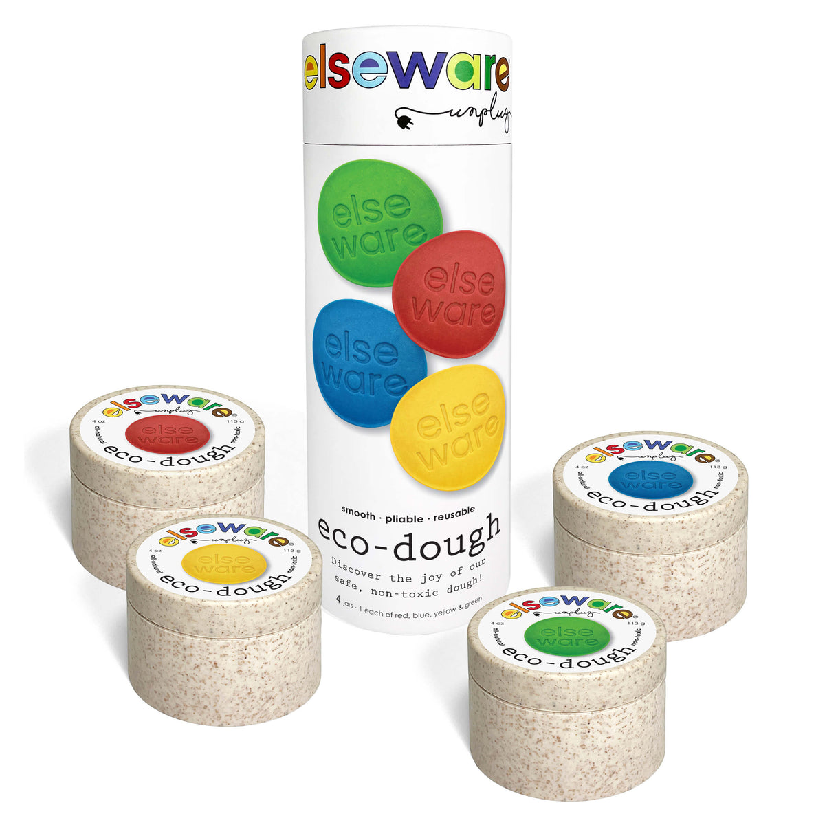 Eco-Dough (4-Pack) – Natural, Non-Toxic Multi-Colors by elseware unplug