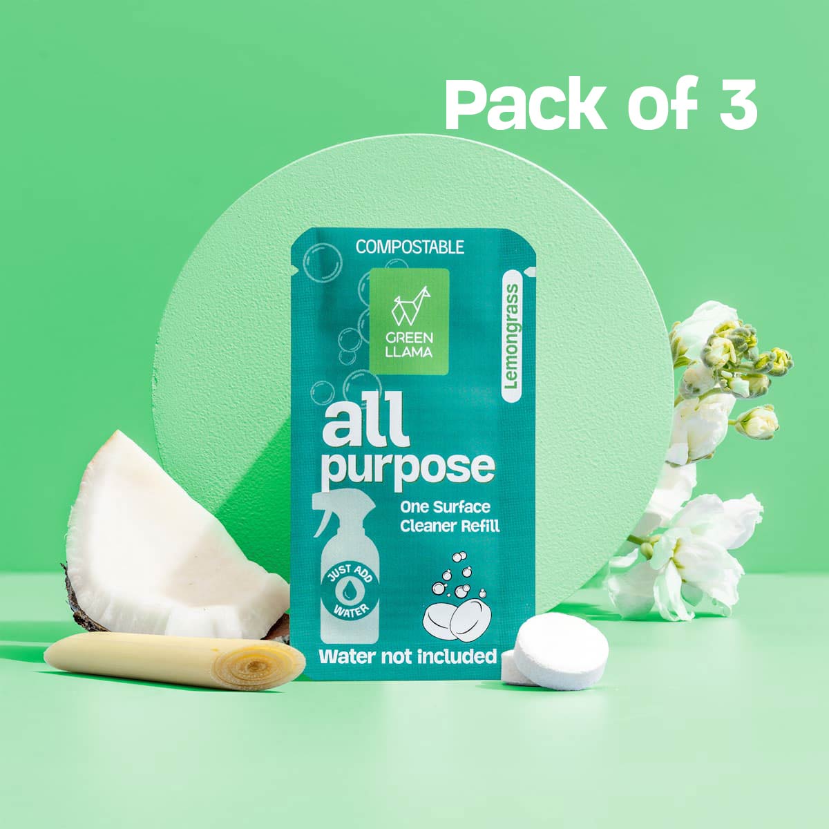 All-Purpose Cleaner Refills- Lemongrass Fragrance PACK OF 3 by Green Llama