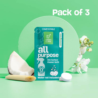 All-Purpose Cleaner Refills- Lemongrass Fragrance PACK OF 3 by Green Llama