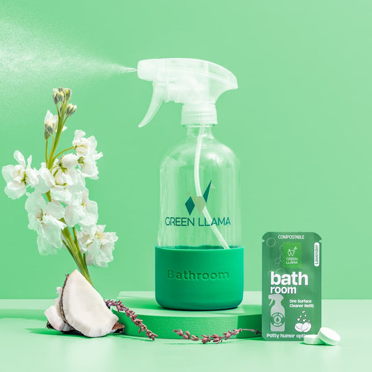 Bathroom Spray Glass Bottle Cleaning Kit with Lavender by Green Llama