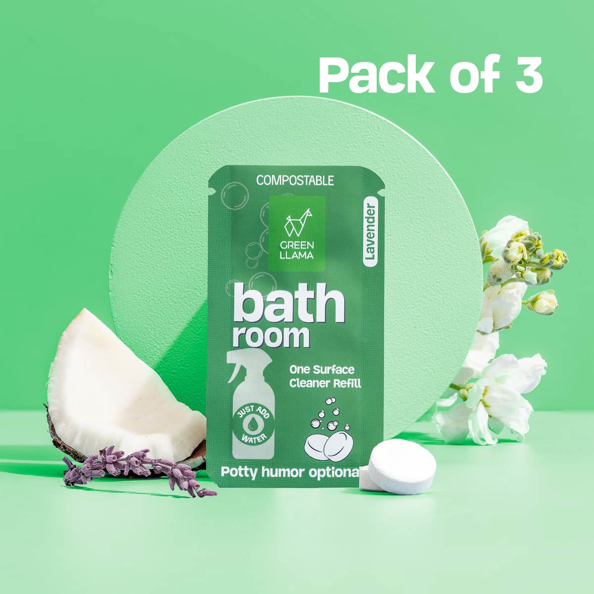 Bathroom Cleaner Refills - Lavender Fragrance PACK OF 3 by Green Llama