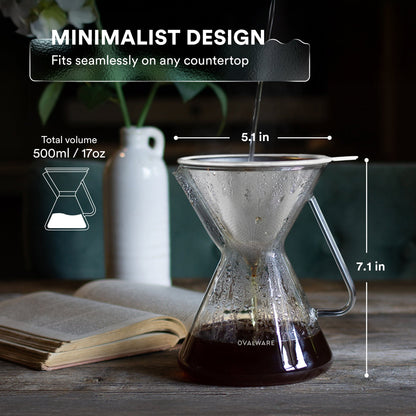 Pour Over Coffee Maker with Filter - 500ml/17oz by Ovalware
