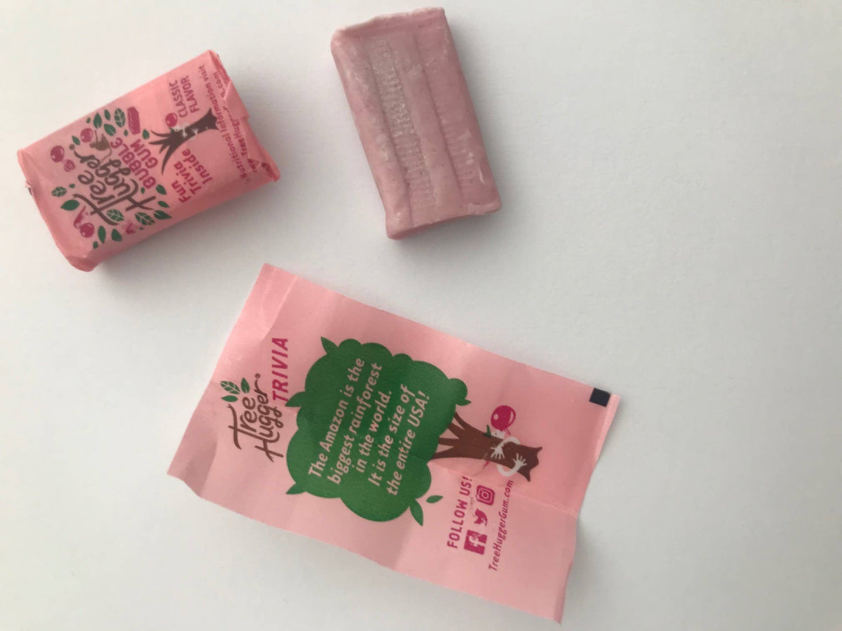 Tree Hugger Gum and Bubble Gum Filled Candy - Tree Hugger Classic Bubble Gum Sweetened with 100% Xylitol