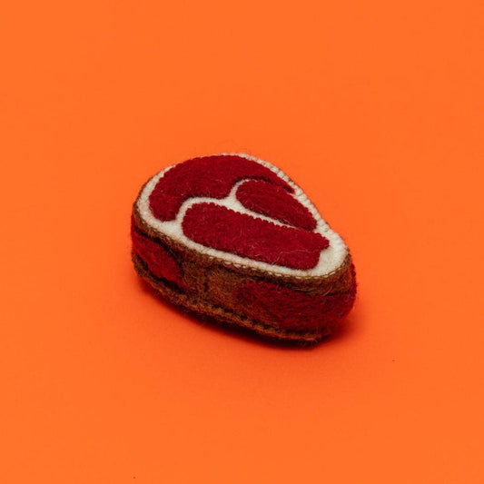 Boiled Wool Steak Dog Toy by Ware of the Dog