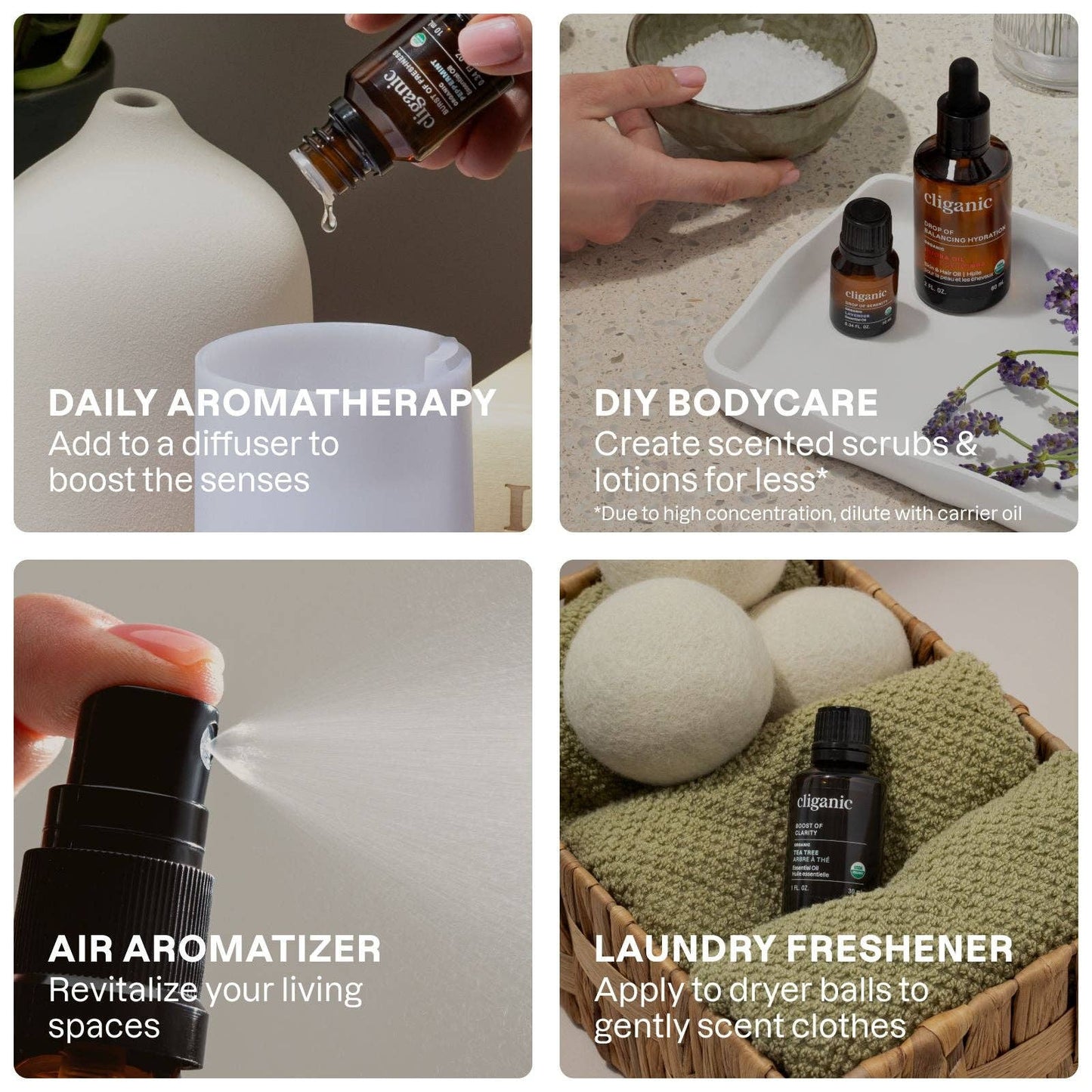 Cliganic - Essential Oils Set - Organic Aromatherapy Set Top 8 (5ml)