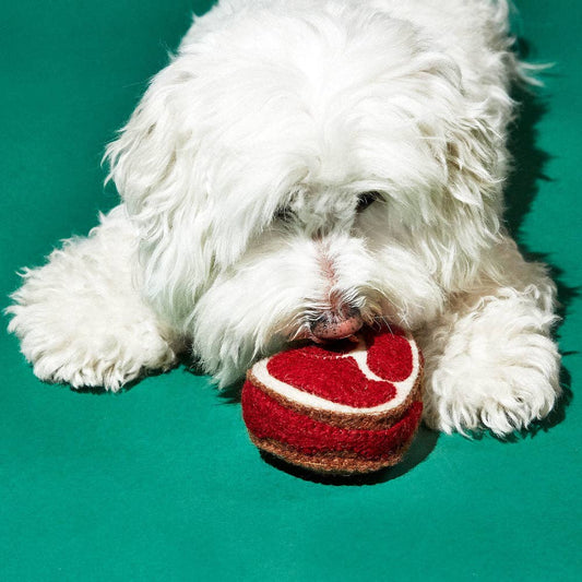 Boiled Wool Steak Dog Toy by Ware of the Dog