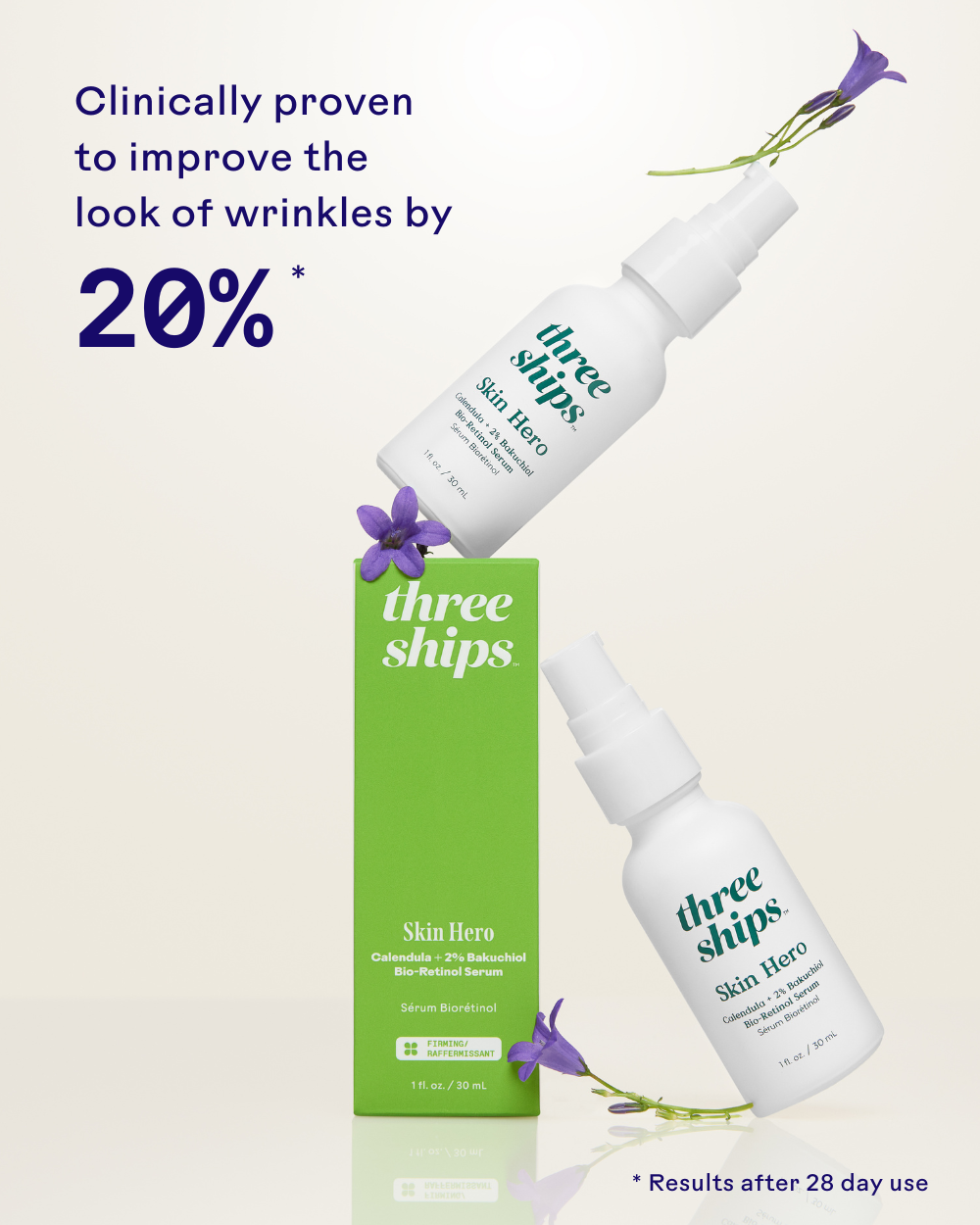 Three Ships SkinHero™ Calendula + 2% Bakuchiol Bio-Retinol Serum