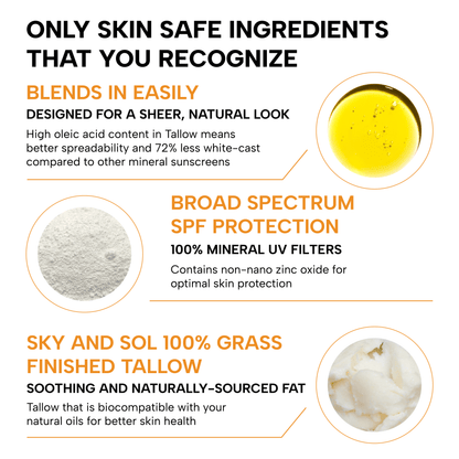 Sky and Sol - Face & Body Sunscreen SPF 30 – Natural Tallow Formula