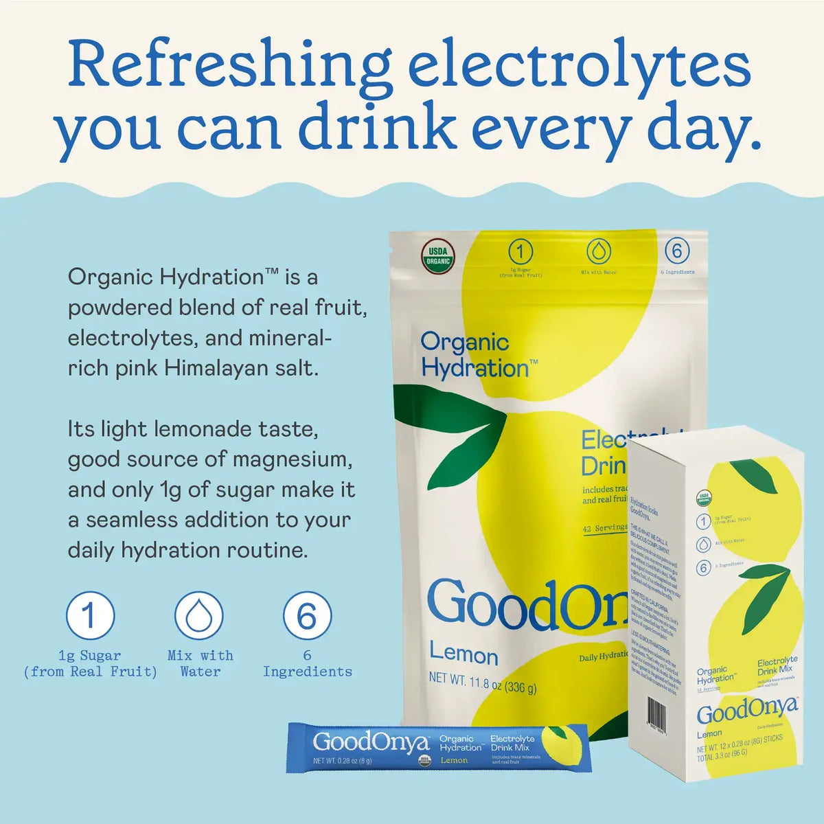 GoodOnya - Organic Electrolyte Packets | GoodOnya | 100 Loose Sticks