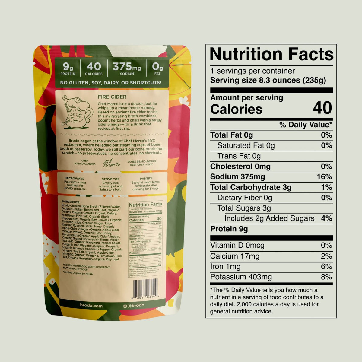 Organic Fire Cider Bone Broth by Brodo Broth Company
