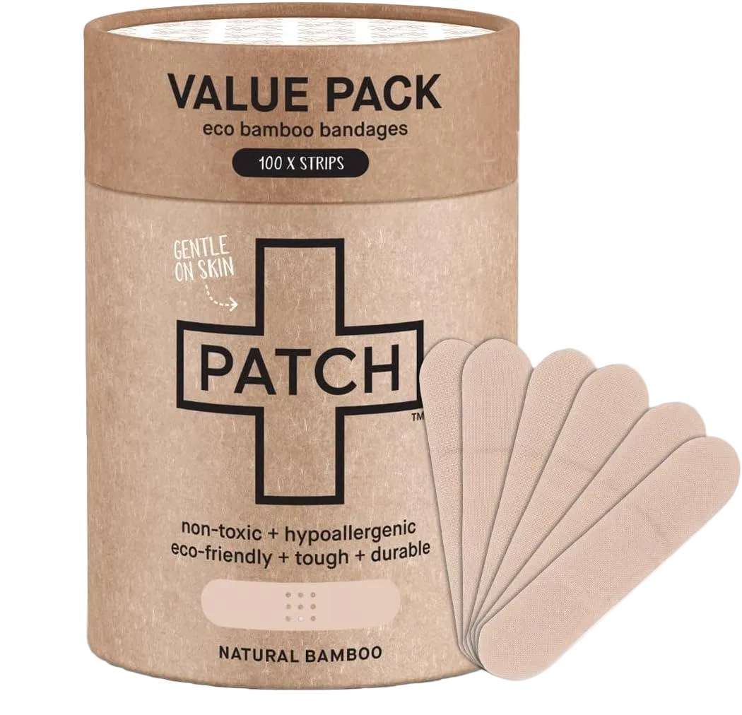 VALUE PACK - 100 Natural Bamboo Bandages by PATCH - Eco First Aid