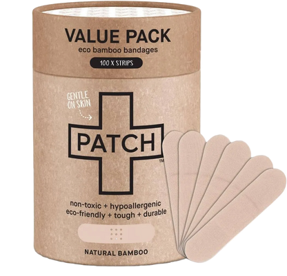 VALUE PACK - 100 Natural Bamboo Bandages by PATCH - Eco First Aid