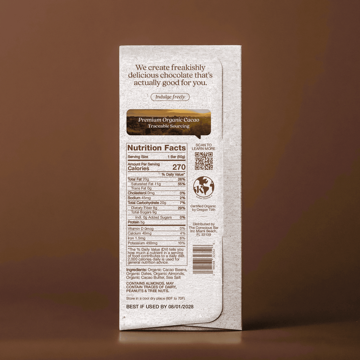 Date Sweetened Dark Chocolate - Almond Sea Salt