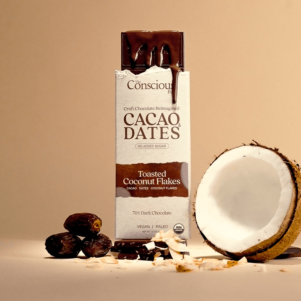 Date Sweetened Dark Chocolate - Toasted Coconut Flakes