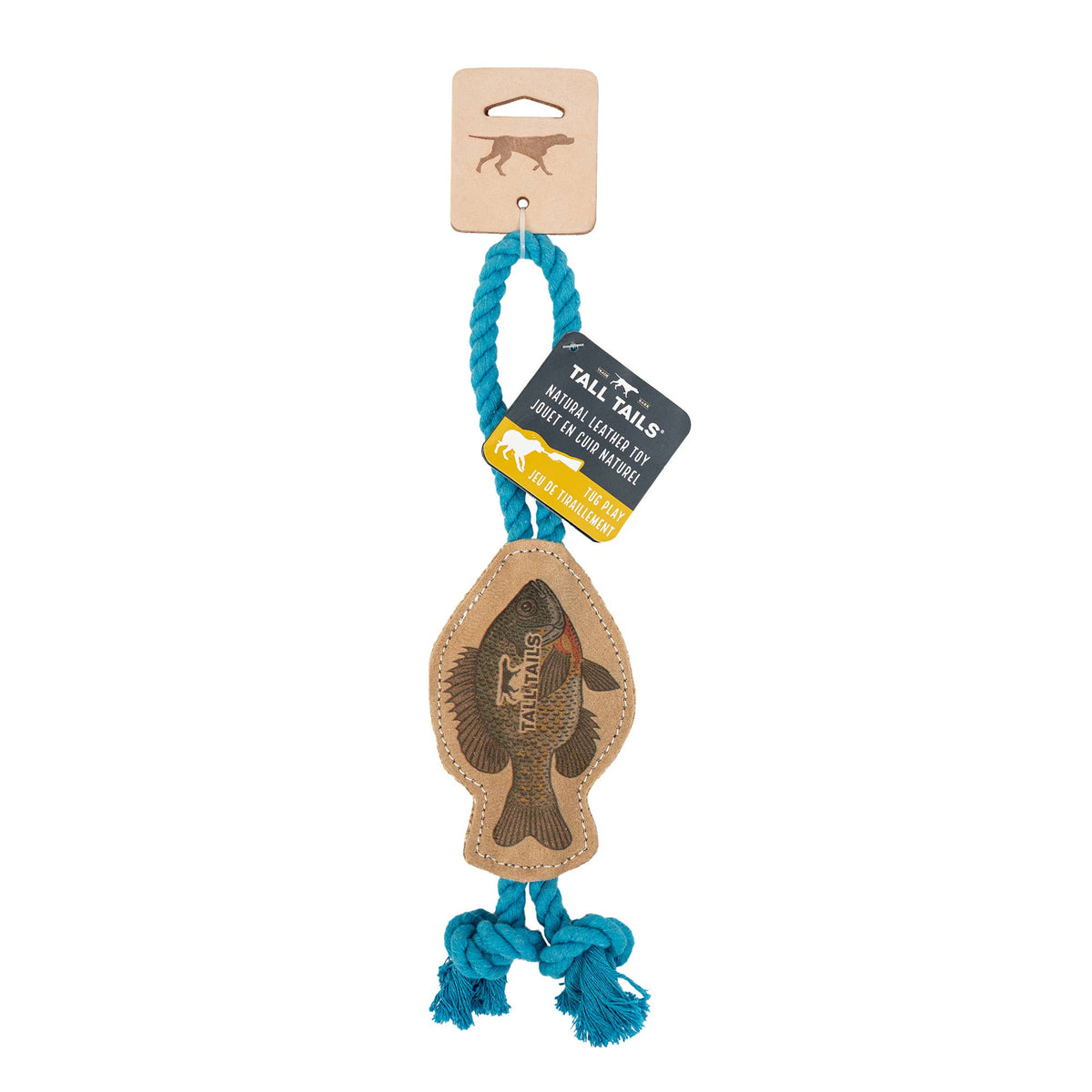 Natural Leather Fish Tug Dog Toy