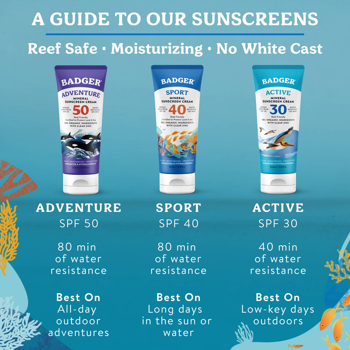 Badger - Badger Mineral Sunscreen SPF 40, Zinc Oxide Sun Care