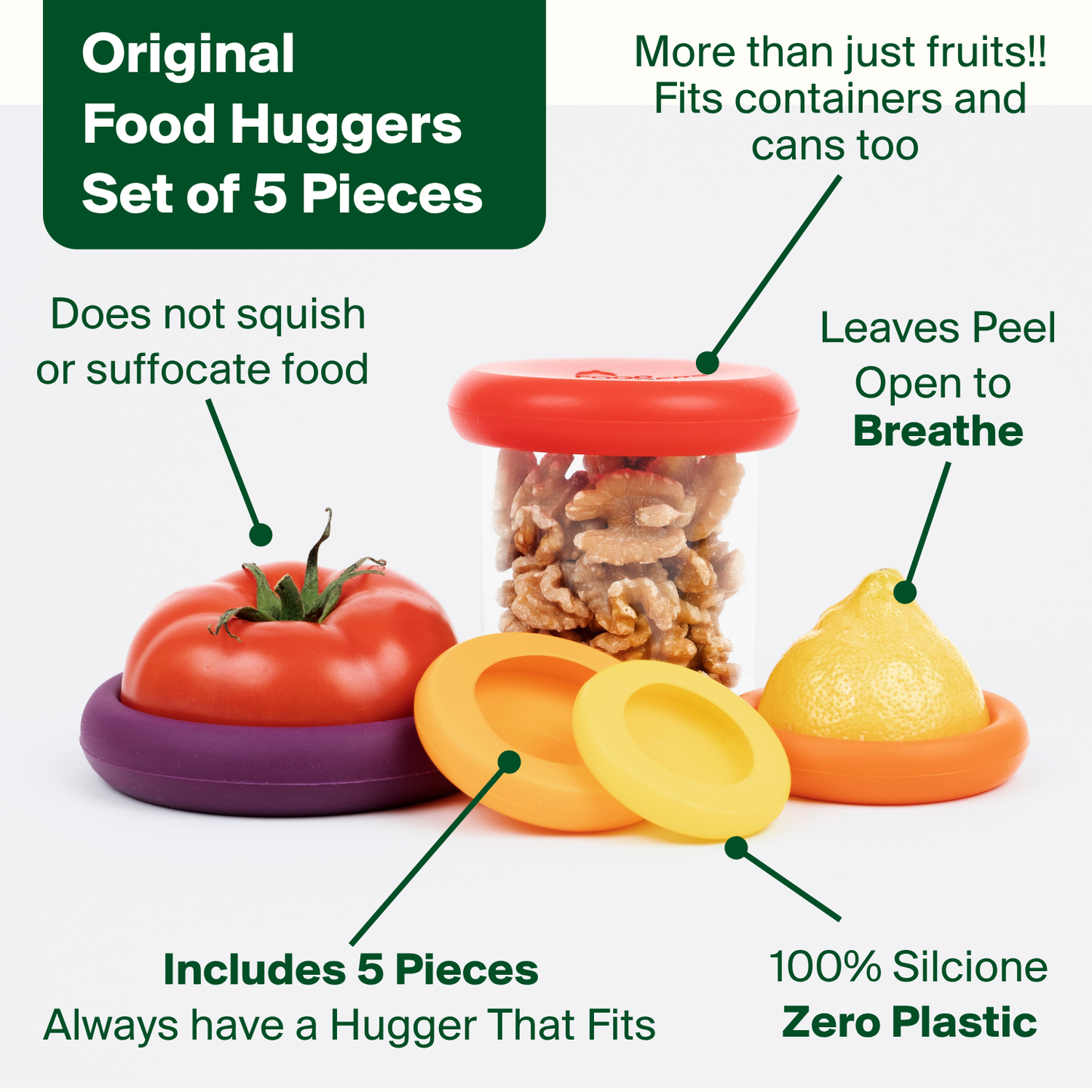 Food Huggers - Reusable Silicone Food Savers – Autumn Harvest (Set of 5)