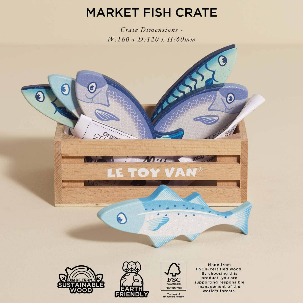 Le Toy Van, Inc. - Market Fish Wooden Play Market Crate
