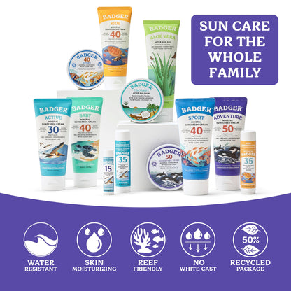 Badger - Badger Mineral Sunscreen Cream SPF 50, Zinc Oxide Sun Care