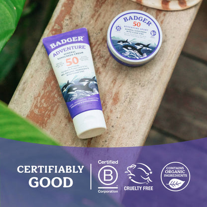 Badger - Badger Mineral Sunscreen Cream SPF 50, Zinc Oxide Sun Care