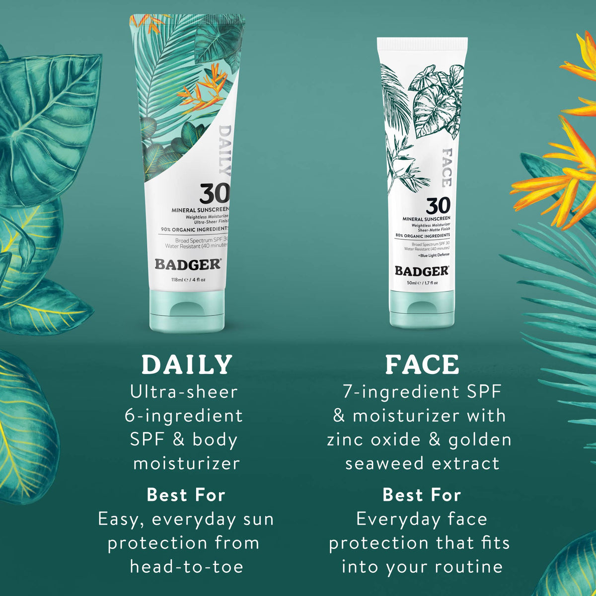 Badger - Badger Mineral Face Sunscreen SPF 30, with Zinc Oxide