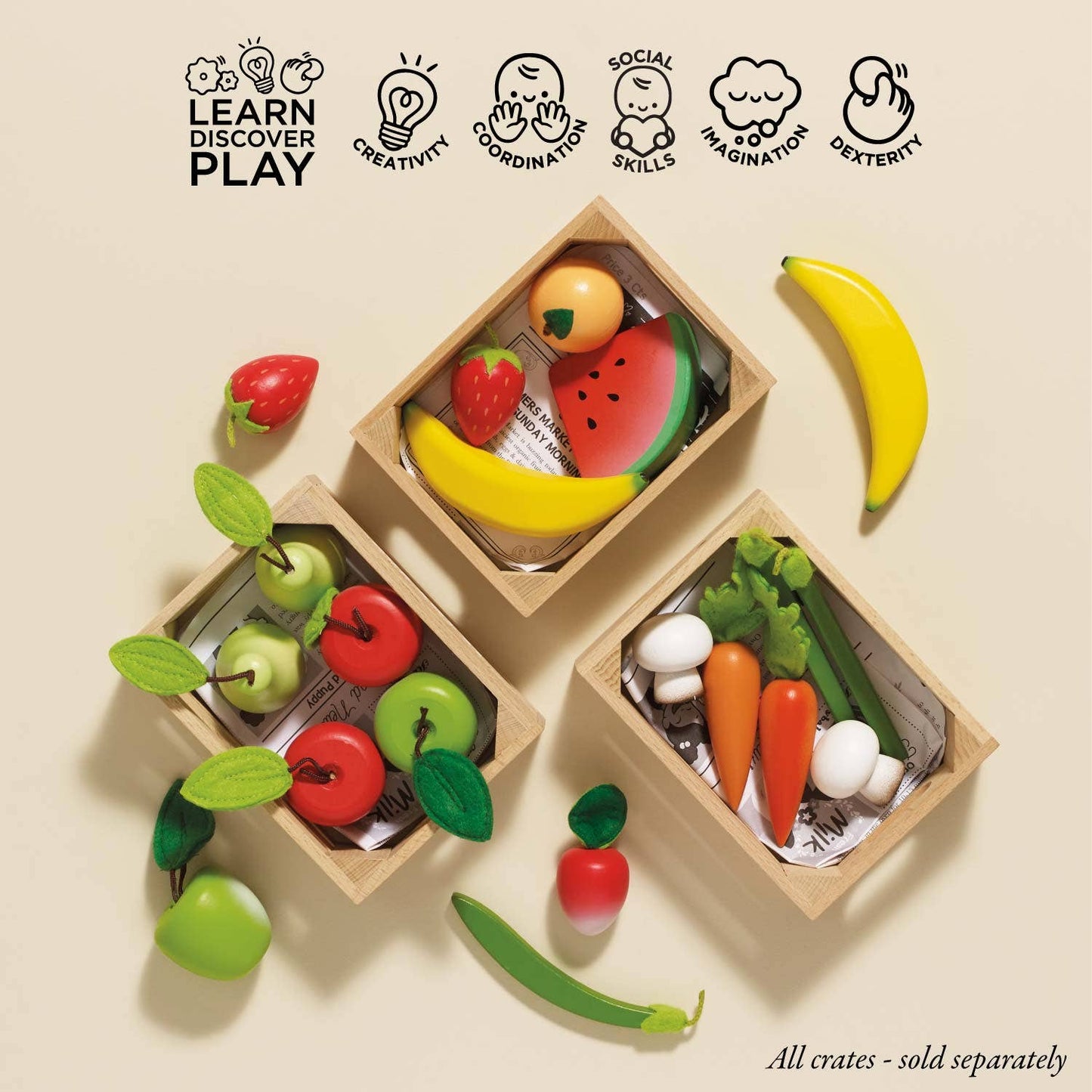 Le Toy Van, Inc. - Orchard Fruits Wooden Market Crate