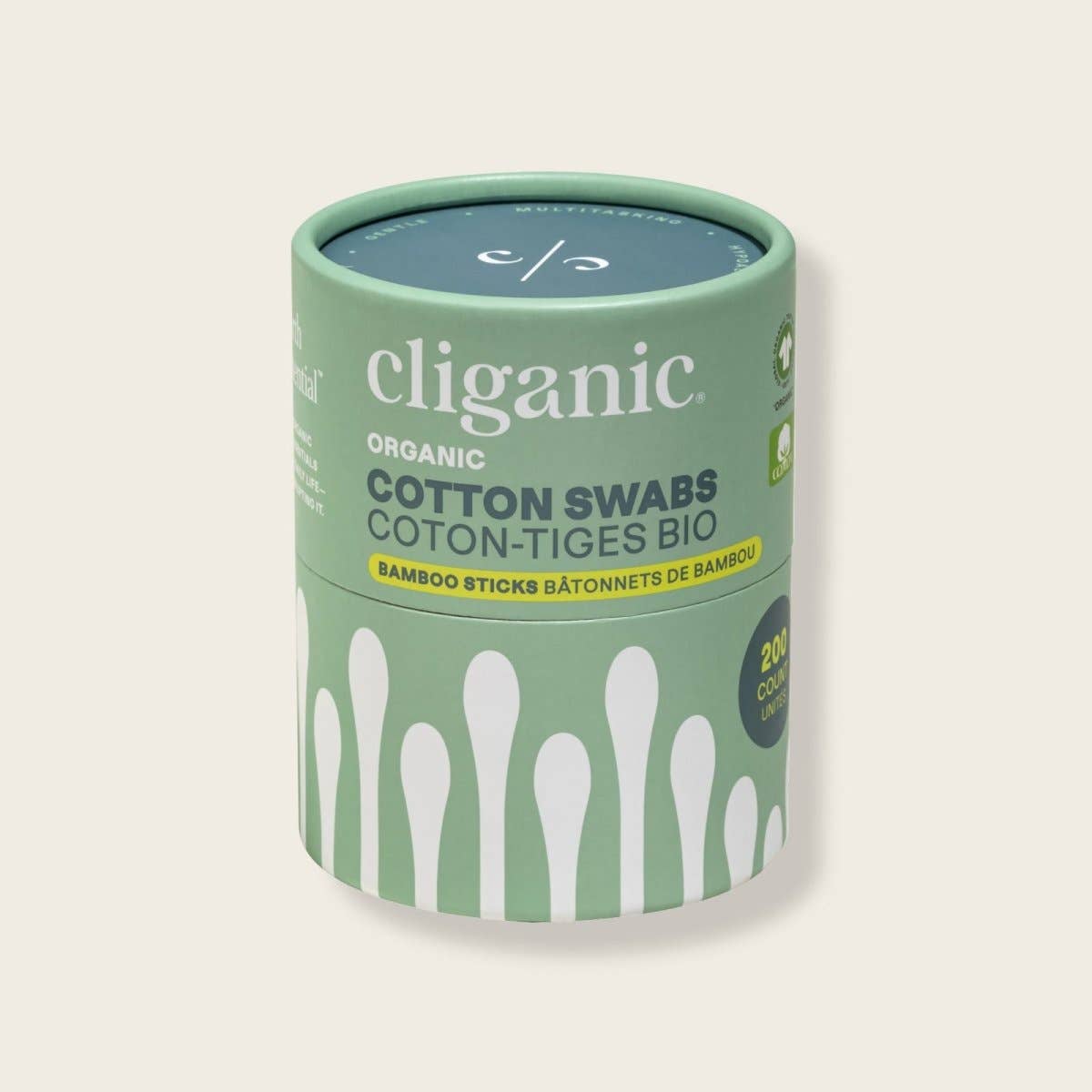 Cliganic - Organic Cotton Swabs - Bamboo Sticks 200 Count