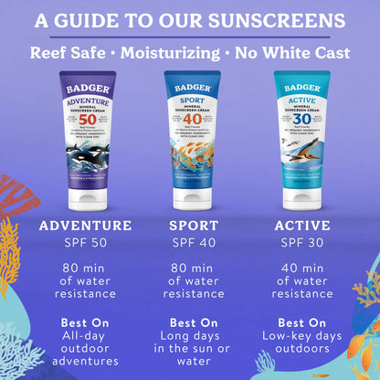Badger - Badger Mineral Sunscreen Cream SPF 50, Zinc Oxide Sun Care