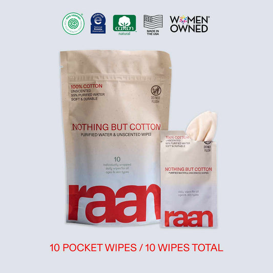 100% COTTON WATER WIPES, UNBLEACHED, EWG VERIFIED by Raan